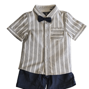 Short Sleeve Set with Stripes (Grey)