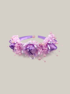 Floral Hairband with Beads- Pink