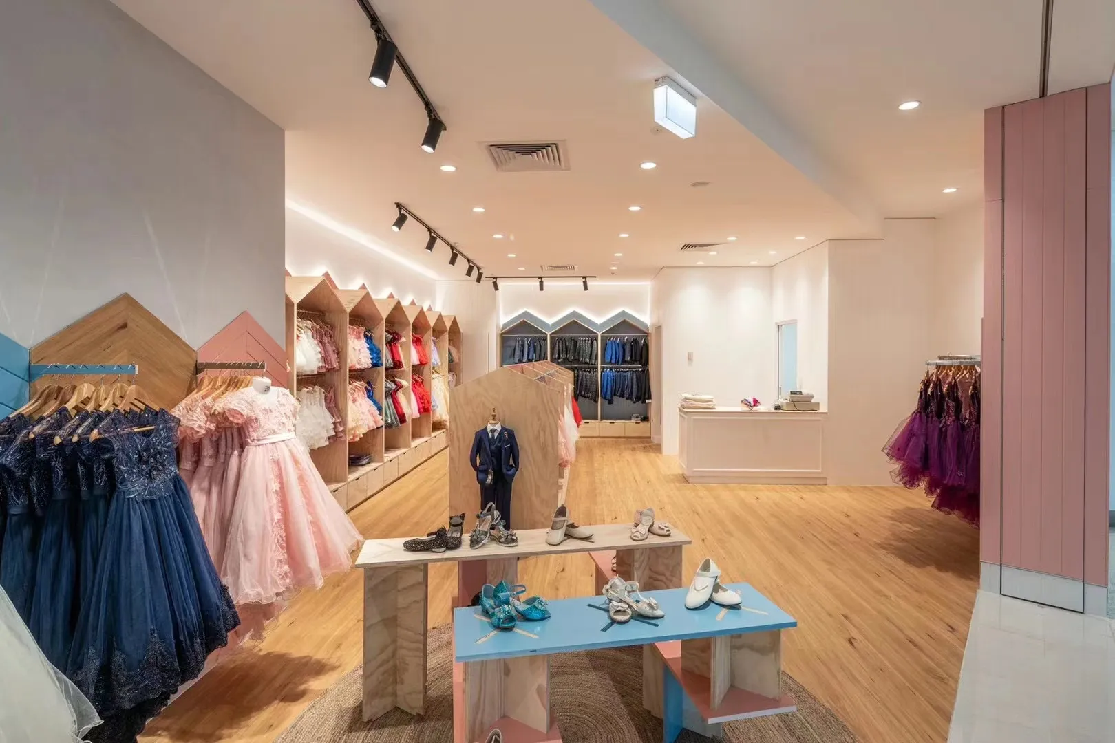 Racks of party dresses